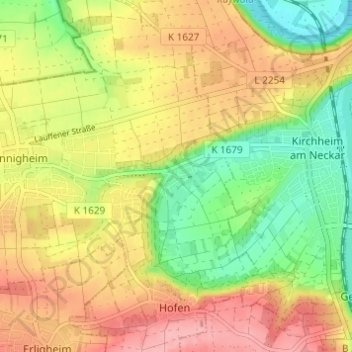 Carte topographique Hohenstein, altitude, relief
