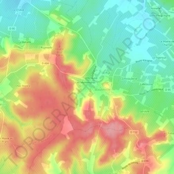 Carte topographique Les Gauthiers, altitude, relief