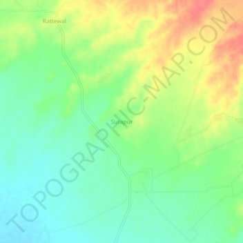 Carte topographique Surapur, altitude, relief