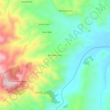 Carte topographique Bou Maad, altitude, relief
