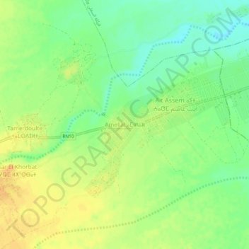Carte topographique Amellal, altitude, relief