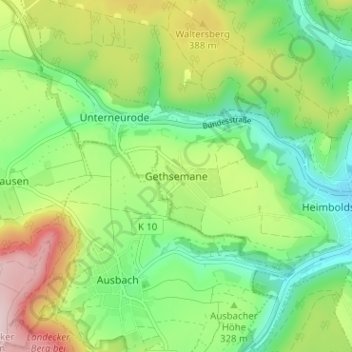 Carte topographique Gethsemane, altitude, relief