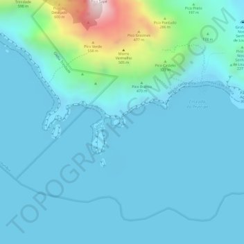 Carte topographique Ponta do Sul, altitude, relief
