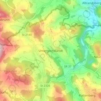 Carte topographique Untergschwandt, altitude, relief