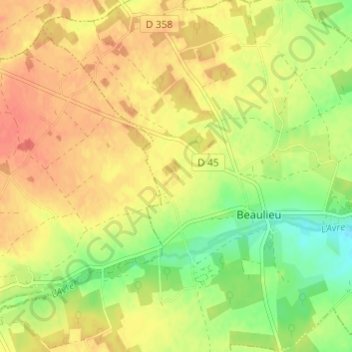 Carte topographique La Mière, altitude, relief