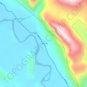 Carte topographique Los Torreones, altitude, relief