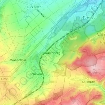 Carte topographique Kalenberg, altitude, relief