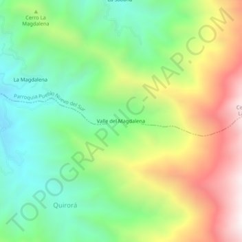 Carte topographique Valle del Magdalena, altitude, relief
