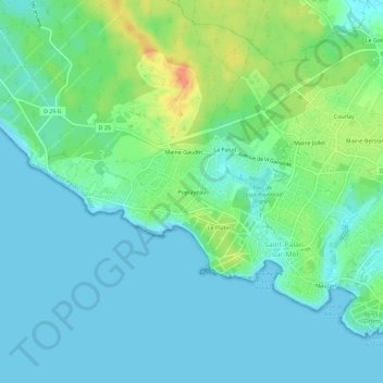 Carte topographique Puyraveau, altitude, relief