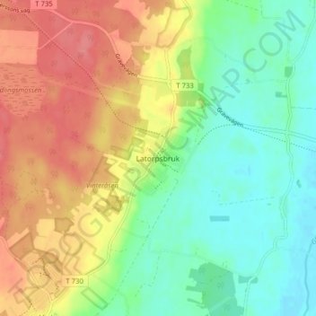 Carte topographique Latorpsbruk, altitude, relief