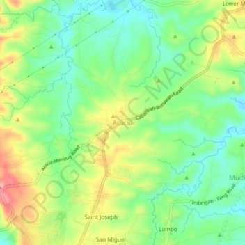 Carte topographique Acacia, altitude, relief