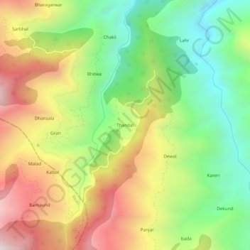 Carte topographique Thandal, altitude, relief