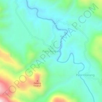 Carte topographique Pasir Tengah, altitude, relief