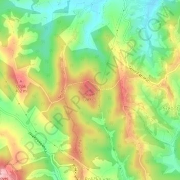 Carte topographique Sopel, altitude, relief