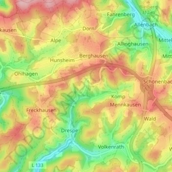 Carte topographique Pettseifen, altitude, relief