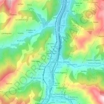 Carte topographique Cuarteles de Dóriga, altitude, relief