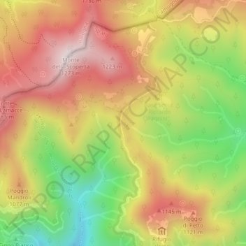 Carte topographique Alpe di Cavarzano, altitude, relief