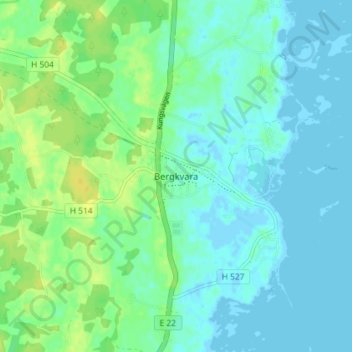 Carte topographique Bergkvara, altitude, relief