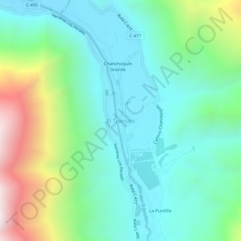 Carte topographique El Tránsito, altitude, relief
