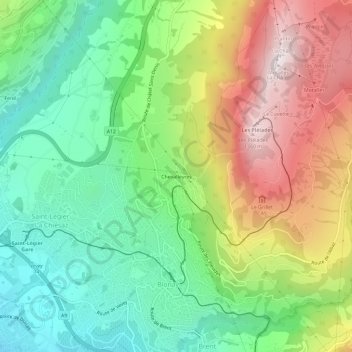 Carte topographique Chevalleyres, altitude, relief