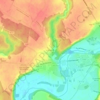 Carte topographique La Pinoterie, altitude, relief