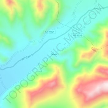 Carte topographique Nivin, altitude, relief