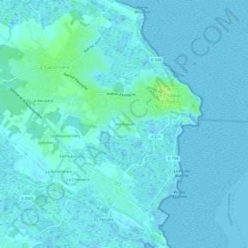 Carte topographique Montravail, altitude, relief