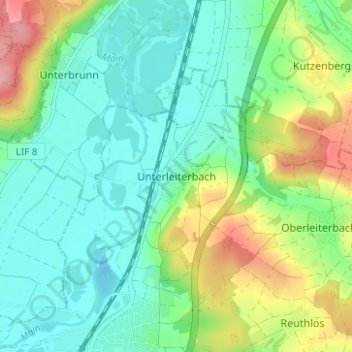Carte topographique Unterleiterbach, altitude, relief