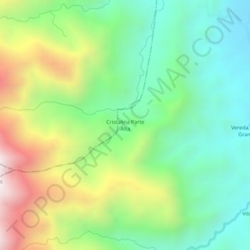 Carte topographique Cristalina Parte Alta, altitude, relief