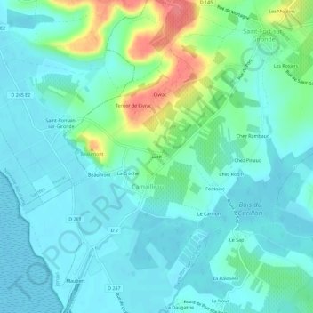 Carte topographique Larit, altitude, relief