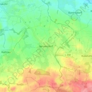 Carte topographique Nessendorf, altitude, relief