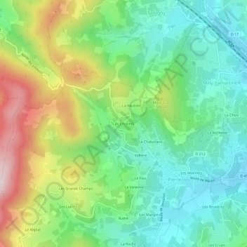 Carte topographique Les Enceints, altitude, relief