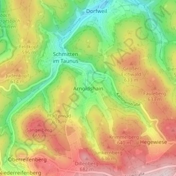 Carte topographique Arnoldshain, altitude, relief