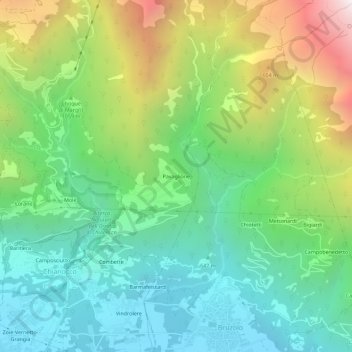 Carte topographique Pavaglione, altitude, relief