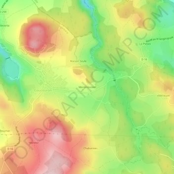 Carte topographique Montmoulard, altitude, relief