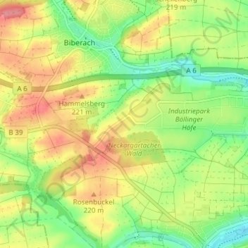 Carte topographique Neuböllinger Hof, altitude, relief