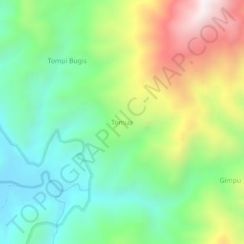 Carte topographique Tomua, altitude, relief