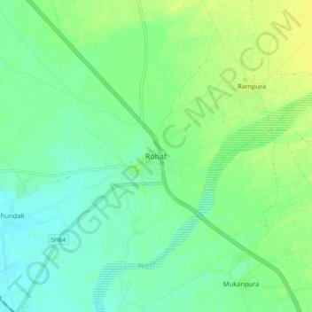 Carte topographique Rohat, altitude, relief