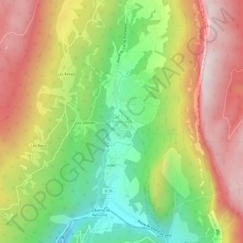 Carte topographique Rencurel, altitude, relief