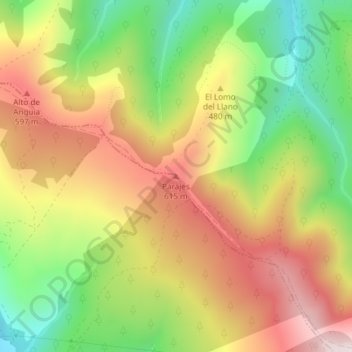 Carte topographique Parajes, altitude, relief
