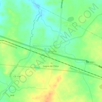 Carte topographique Catuana, altitude, relief