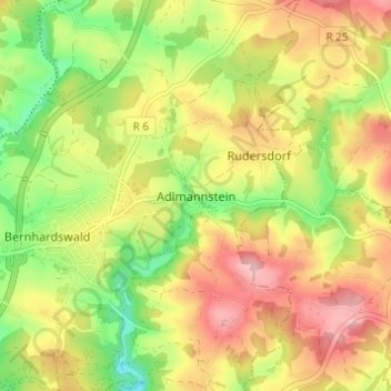 Carte topographique Adlmannstein, altitude, relief