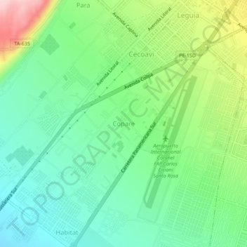 Carte topographique Copare, altitude, relief