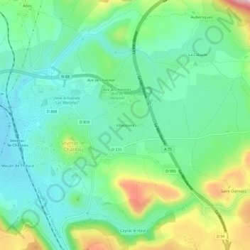Carte topographique Villeplaine, altitude, relief
