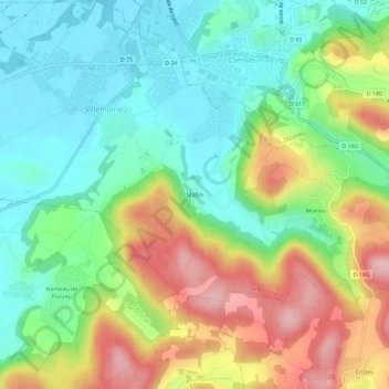 Carte topographique Mallin, altitude, relief