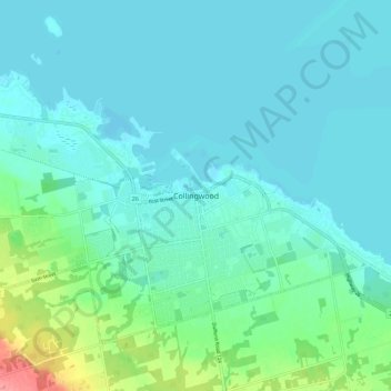 Carte topographique Collingwood, altitude, relief