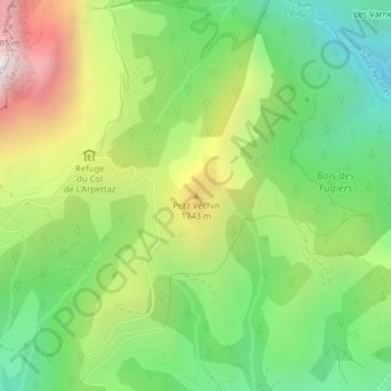 Carte topographique Praz Véchin, altitude, relief