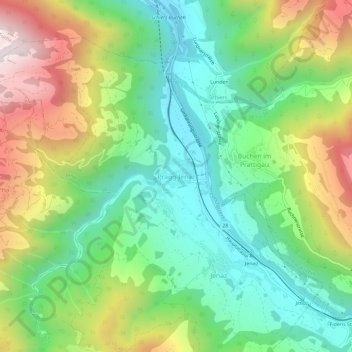 Carte topographique Pragg-Jenaz, altitude, relief