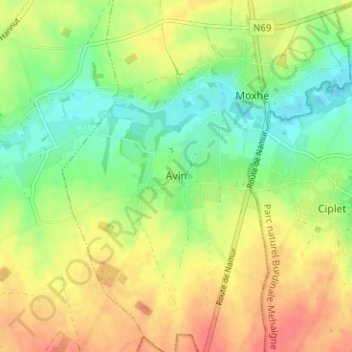 Carte topographique Avin, altitude, relief