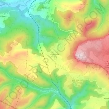 Carte topographique Tournadous, altitude, relief